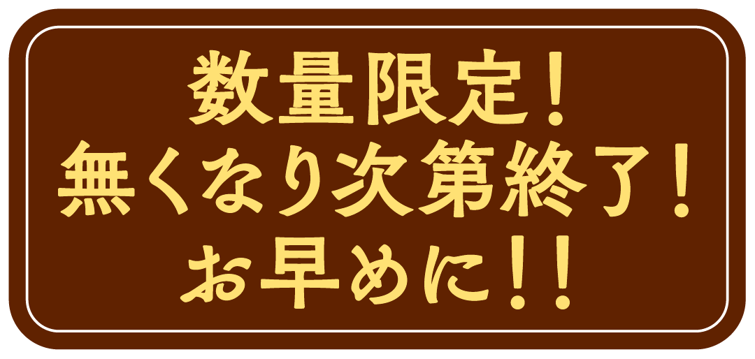 数量限定 無くなり次第終了 お早めに
